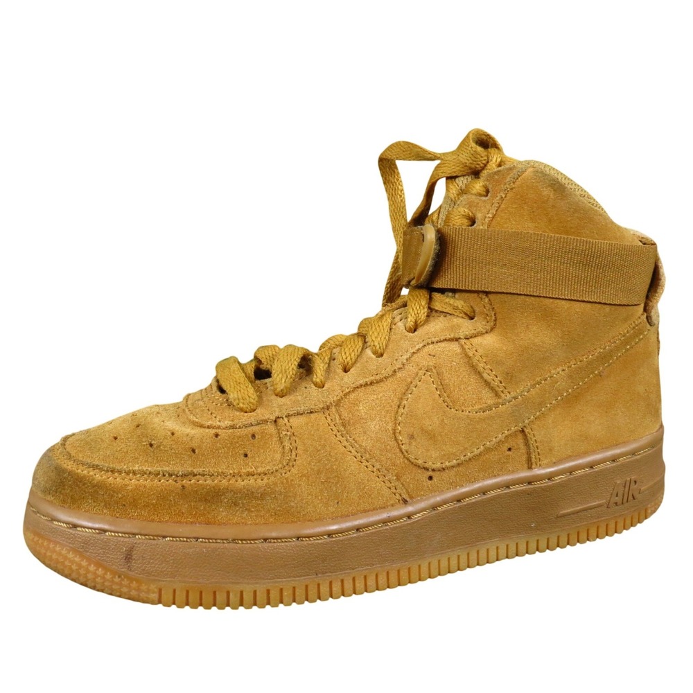 Nike Air Force 1 High LV8 3 GS Boys Athletic Shoe Size Y5 Wheat Suede Gum Sole
